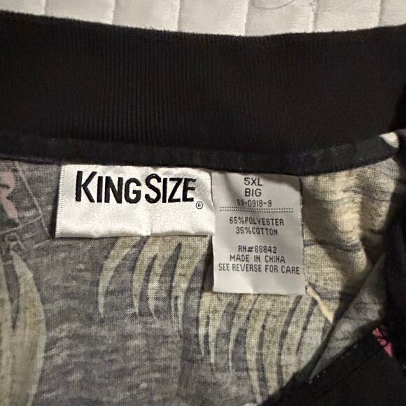 KingSize Men’s Tropical Polo Shirt 5XL  Black Palm Leaf Cocktail Print coastal - Picture 3 of 3